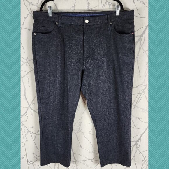 Jermyn & Bond Heathered Navy Straight Leg Trousers - Picture 1 of 6